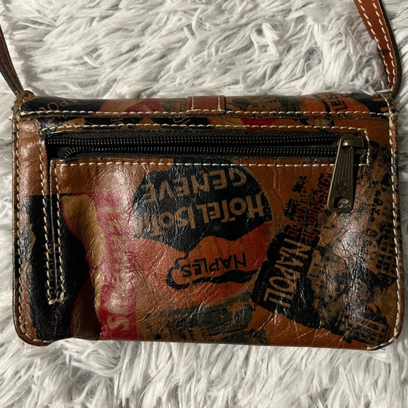 Patricia Nash Rustic Chestnut Leather Map Location Pattern Handbag - Picture 13 of 14